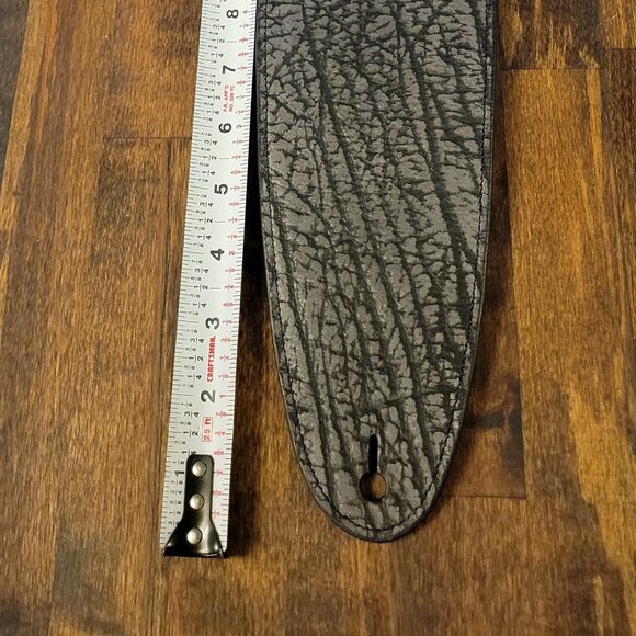 Exotic Dark Grey Wildebeest Premium Leather Guitar Strap – Ethically Sourced - Picture 3 of 9